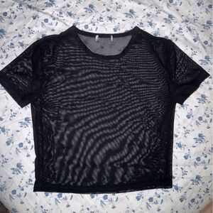 Black Sheer Short Sleeve Top